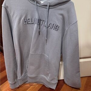 Helmut Lang Dusty Gray Cotton Sweatshirt with Label Detail
